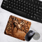  Rustic deer hunting mouse pad with faux leather look. High-quality non-slip backing for office or home workspace.
